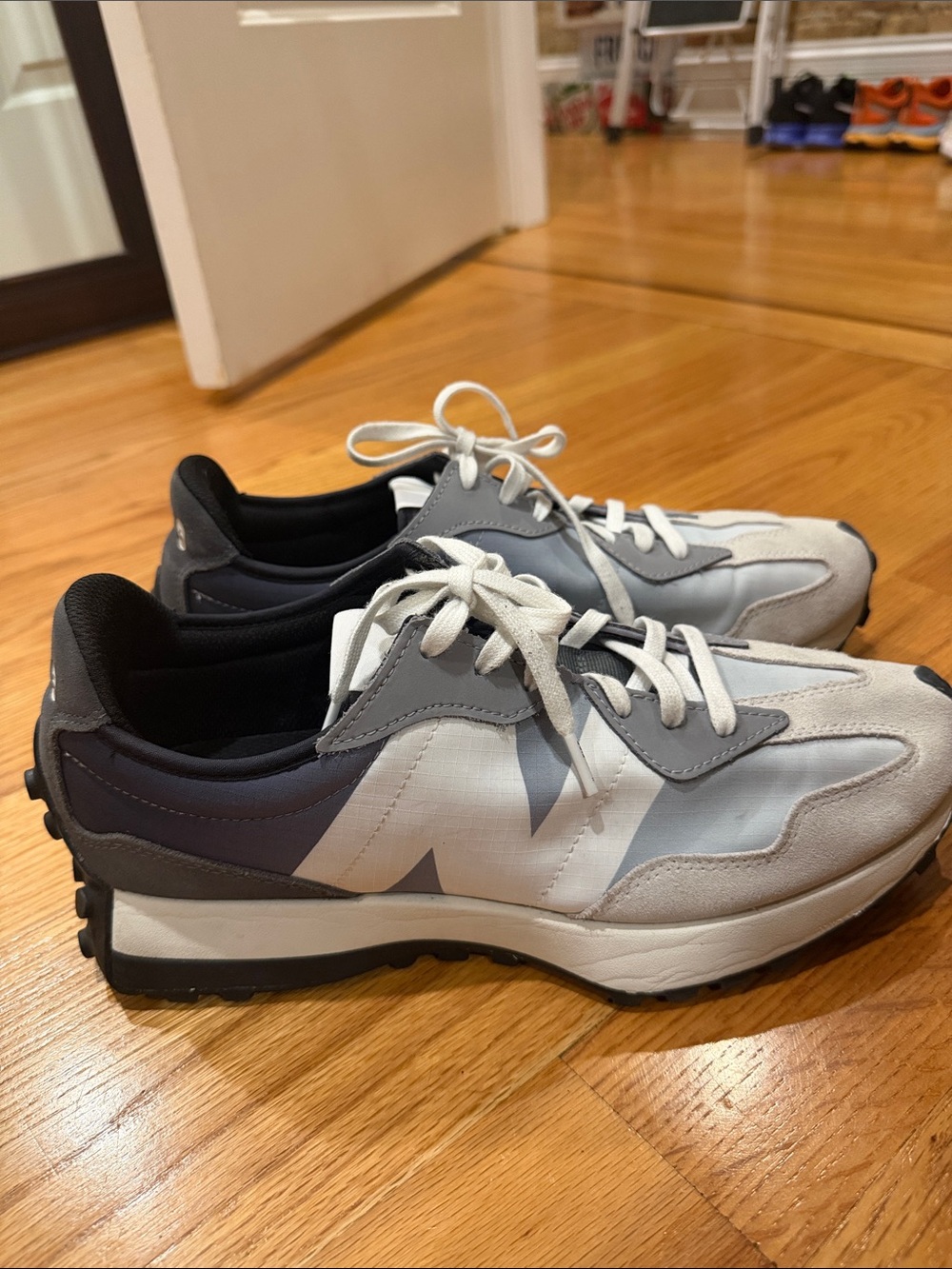 New Balance FIGS collab Men's Gray and White Retro Runner Sneakers